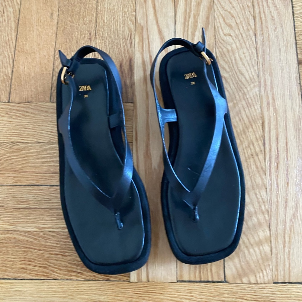 Zara leather black sandals no. 38EU